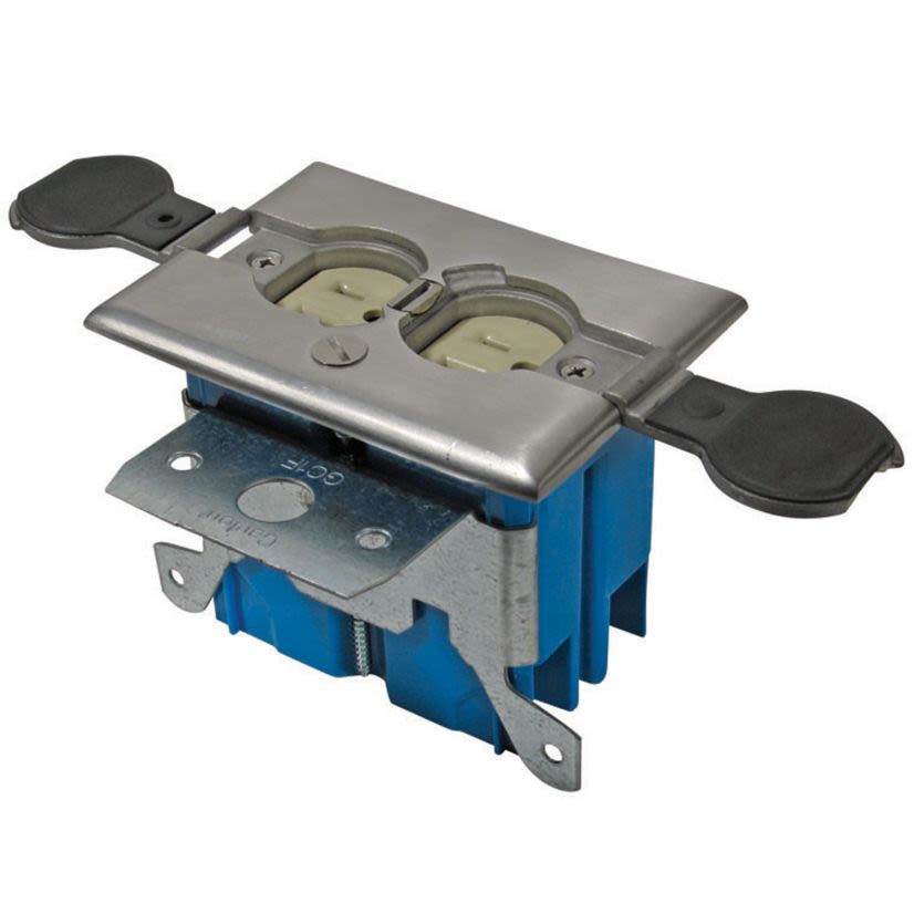 Thomas & Betts Carlon® Adjust-A-Box® B121BFSS Adjustable Non-Metallic Floor Box, Stainless Steel, 20 cu-in Capacity, 1 Gang, 2.8 in L x 4.36 in W x 3.3 in H